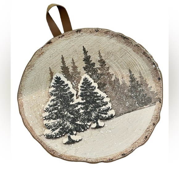 Three Christmas Ornaments 7x7 Rustic Decor - Picture 3 of 6